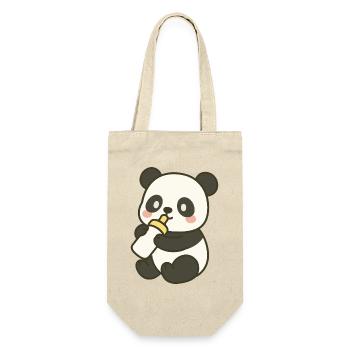 Panda-Schnuffelzeit - Geschenkbeutel für Flaschen - Natur - Vorne