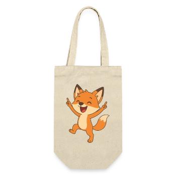 Fröhlicher Fuchs - Geschenkbeutel für Flaschen - Natur - Vorne