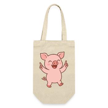 Happy Ferkel - Geschenkbeutel für Flaschen - Natur - Vorne