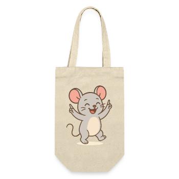 Glücks-Maus - Geschenkbeutel für Flaschen - Natur - Vorne