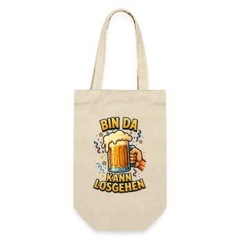 Bin da kann losgehen – Bierparty Shirt - Geschenkbeutel für Flaschen - Natur - Vorne
