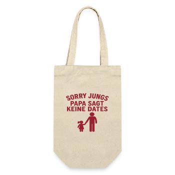 Papa bestimmt Dates Humor - Geschenkbeutel für Flaschen - Natur - Vorne