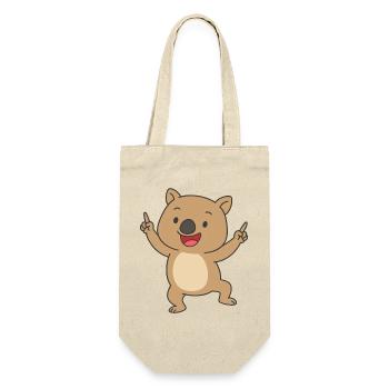 Tanzendes Wombatbaby Cartoon - Geschenkbeutel für Flaschen - Natur - Vorne