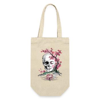 Cherry Blossom Skull and Zen Face Art - Gift Bag for Bottles - nature - Front