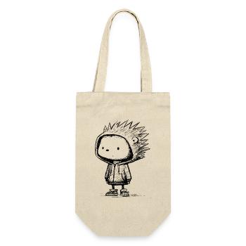 Kawaii Igel Cartoon Hoodie Skizze – süß & lustig - Geschenkbeutel für Flaschen - Natur - Vorne