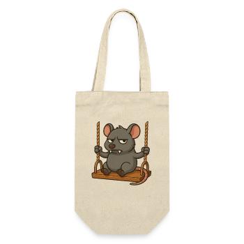Mürrische Maus Ratte Schaukeln Genervt Angry - Geschenkbeutel für Flaschen - Natur - Vorne