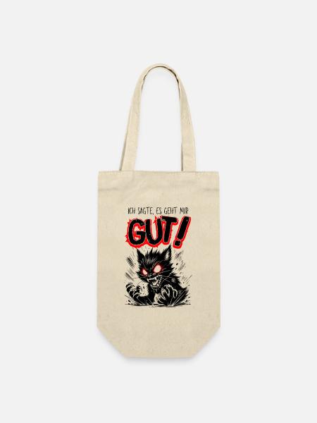 Ich sagte: Mir geht’s GUT! Dämonische Katze Wut - Geschenkbeutel für Flaschen - Natur