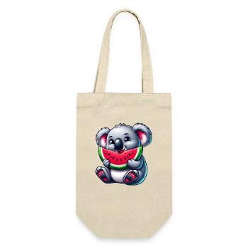 Süßer Koala mit Wassermelone Sommer Cartoon - Geschenkbeutel für Flaschen - Natur - Vorne