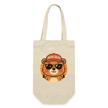 Papa Bear Knuddeliger Bären-Daddy Retro - Geschenkbeutel für Flaschen - Natur - Vorne