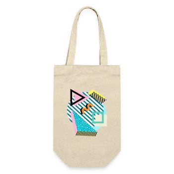 Memphis Mix – Retro Shapes & Farben - Geschenkbeutel für Flaschen - Natur - Vorne