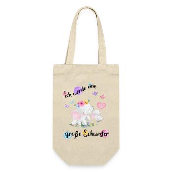 Nachwuchs Verkünden Ich Werde Große Schwester 2027 - Geschenkbeutel für Flaschen - Natur - Vorne