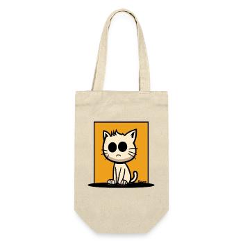 Cat with big eyes on orange background - Gift Bag for Bottles - nature - Front
