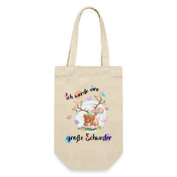 Nachwuchs Verkünden Ich Werde Große Schwester 2027 - Geschenkbeutel für Flaschen - Natur - Vorne