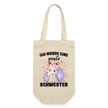 Nachwuchs Verkünden Ich Werde Große Schwester 2027 - Geschenkbeutel für Flaschen - Natur - Vorne