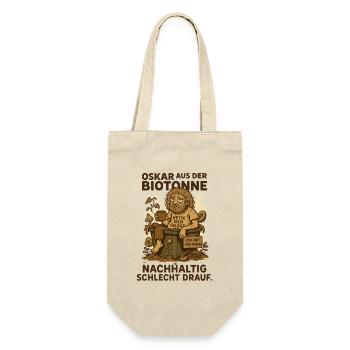 Oskar aus der Biotonne mit Spruch und Müll - Geschenkbeutel für Flaschen - Natur - Vorne