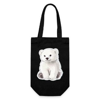 Polar Bear Illustration – Arctic Animal Motif - Gift Bag for Bottles - black - Front