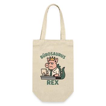 Bürosaurus Rex lustige Büro Arbeit mit Schwein - Geschenkbeutel für Flaschen - Natur - Vorne