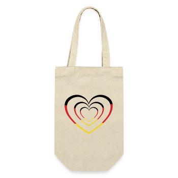 Deutschland Herz Herzen Retro deutsch - Geschenkbeutel für Flaschen - Natur - Vorne