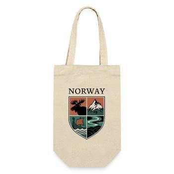 Norwegen Wappen Elch Berg Fjord Wikinger Nordlicht - Geschenkbeutel für Flaschen - Natur - Vorne