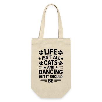 Tanzen Spruch Katzen Tanz Lustig Tanzen Geschenk - Geschenkbeutel für Flaschen - Natur - Vorne