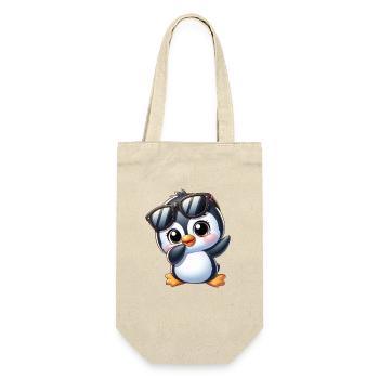 Cooler Pinguin Dabbing Gamer Cartoon Kids Sommer - Geschenkbeutel für Flaschen - Natur - Vorne