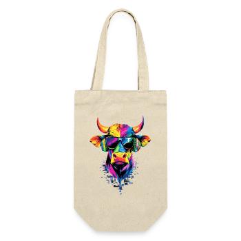 Stier Bulle Ochse Rind Bauernhof Kuh Taurus Bullen - Geschenkbeutel für Flaschen - Natur - Vorne