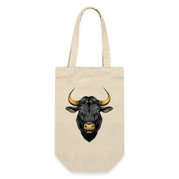 Stier Bulle Ochse Rind Bauernhof Kuh Taurus Bullen - Geschenkbeutel für Flaschen - Natur - Vorne