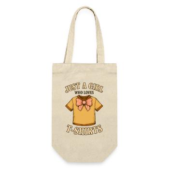 Just A Girl Who Loves T-Shirts - Geschenkbeutel für Flaschen - Natur - Vorne