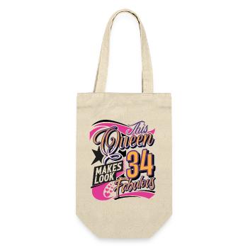 34th Birthday Queen Women - Gift Bag for Bottles - nature - Front