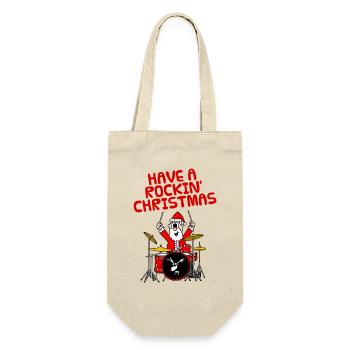 Santa Playing Drums, Christmas Drummer Musician - Gift Bag for Bottles - nature - Front
