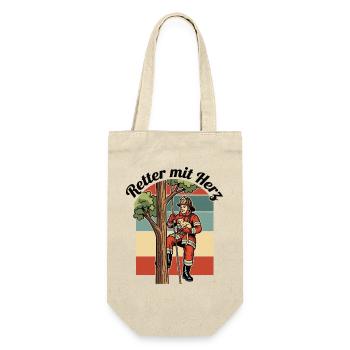 Retter mit Herz - Geschenkbeutel für Flaschen - Natur - Vorne