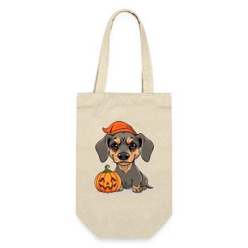 Teckel d'Halloween avec citrouille : illustration de dessin animé - Sac à bouteille - nature - Devant