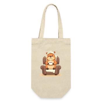 Cuddly bear with teacup - Gift Bag for Bottles - nature - Front
