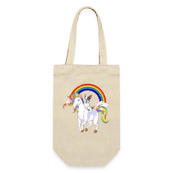 French Bulldog Riding Unicorn – Cute Magical Dog F - Gift Bag for Bottles - nature - Front