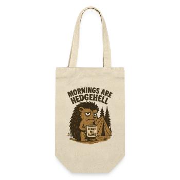 Igel mit Kaffeetasse - Geschenkbeutel für Flaschen - Natur - Vorne
