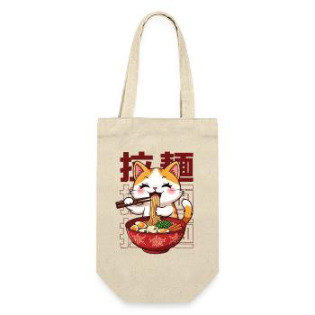 Japanische Ramen, die Kätzchen essen - Geschenkbeutel für Flaschen - Natur - Vorne
