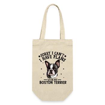 Elegantes Boston Terrier-Porträtdesign - Geschenkbeutel für Flaschen - Natur - Vorne