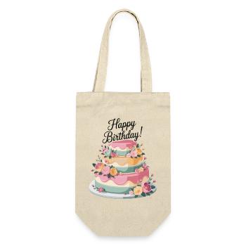 Gâteau d'anniversaire pastel avec décor floral - Sac à bouteille - nature - Devant