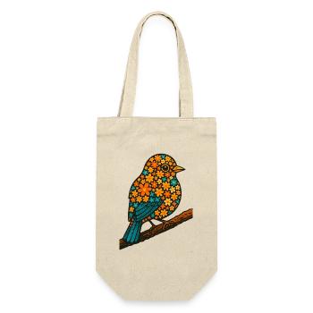 Blumenvogelillustration, Liebesvögel und Natur - Geschenkbeutel für Flaschen - Natur - Vorne