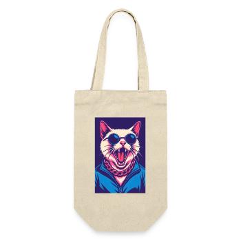 Retro  Cat with Sunglasses and Chain - Gift Bag for Bottles - nature - Front