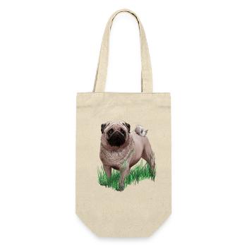 Mops - Geschenkbeutel für Flaschen - Natur - Vorne