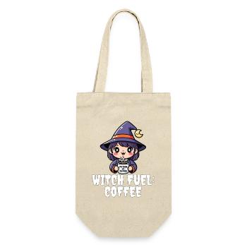 WITCH FUEL KAFFEE - HEXE HALLOWEEN - Geschenkbeutel für Flaschen - Natur - Vorne