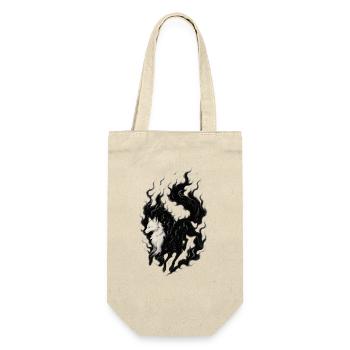 Mythisches Wolf Fusion Ink Design, Yin Yang - Geschenkbeutel für Flaschen - Natur - Vorne