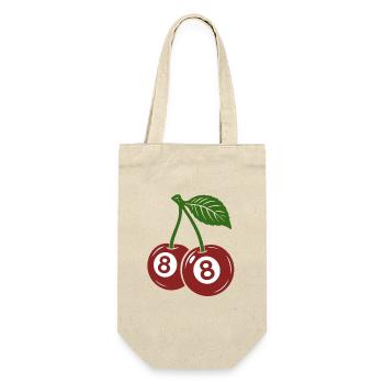 Eight Ball, Kirschen, Billard Spieler Geschenk - Geschenkbeutel für Flaschen - Natur - Vorne
