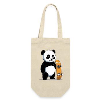Skateboard Panda Illustration - Geschenkbeutel für Flaschen - Natur - Vorne