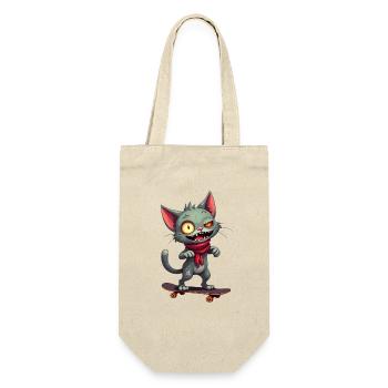 Chat effrayant en skateboard - Sac à bouteille - nature - Devant
