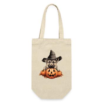 Halloween Witch Hat Pumpkin Dog German - Gift Bag for Bottles - nature - Front