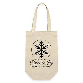 Schneeflocke Weihnachten mit Peace & Joy - Geschenkbeutel für Flaschen - Natur - Vorne