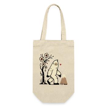 Cute Yeti with Cherry Blossoms and Volcano - Gift Bag for Bottles - nature - Front