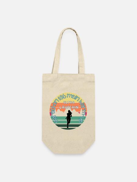 Ultraläuferin - Marathon ist mein warm up - Geschenkbeutel für Flaschen - Natur